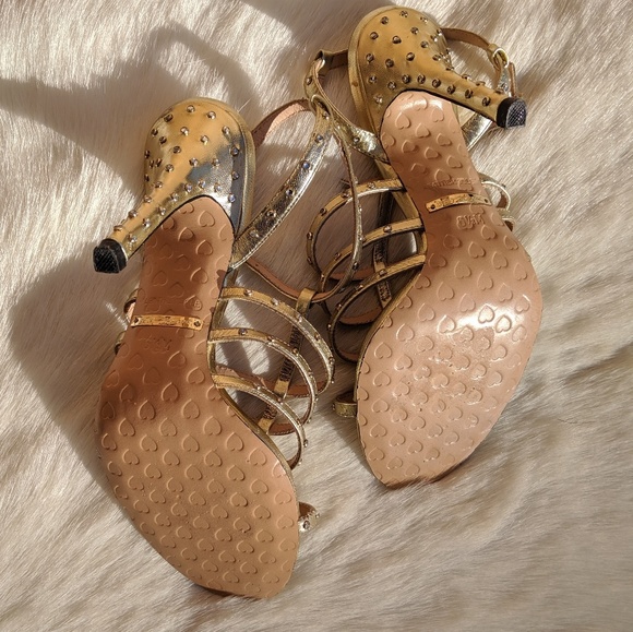 Betsey Johnson gold rhinestone sandal in box s 6.5 - Picture 5 of 7